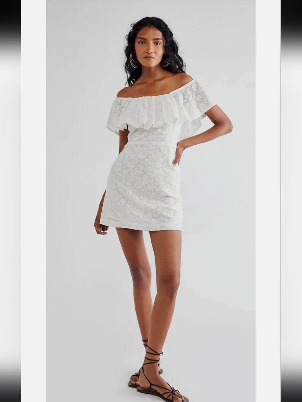 Free People Crushed Lace Floral Mini Dress/ XS